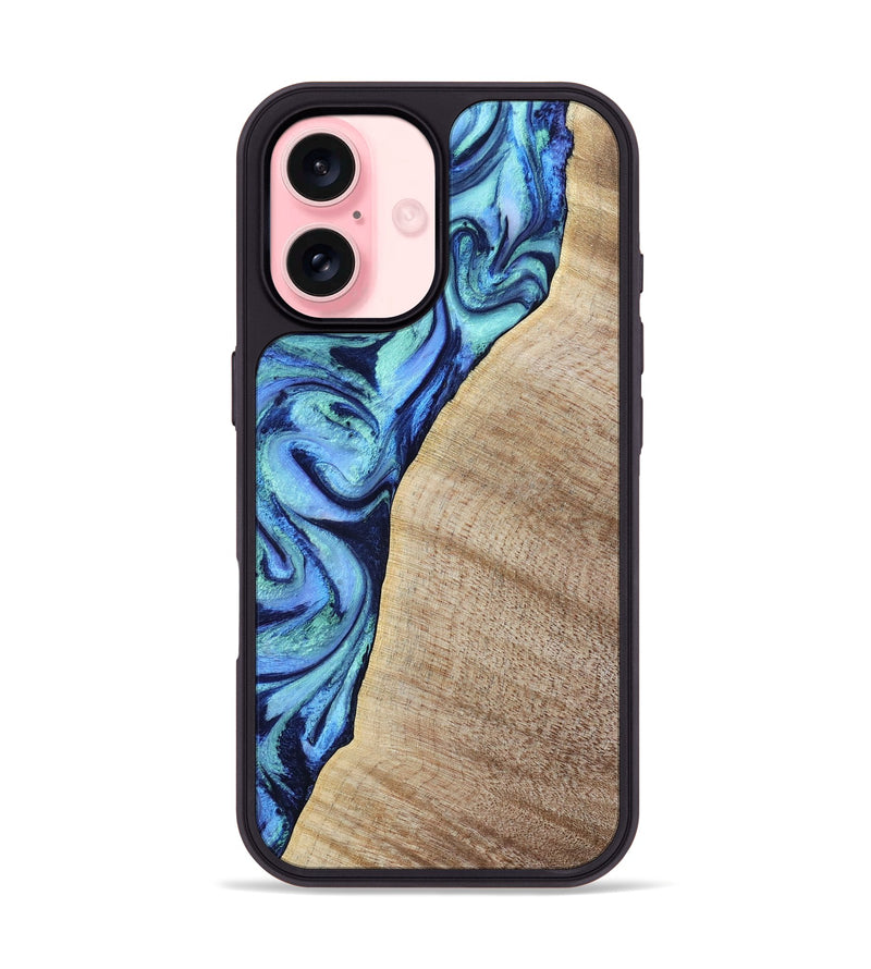 iPhone 16 Wood Phone Case - Wiley (Blue, 797109)