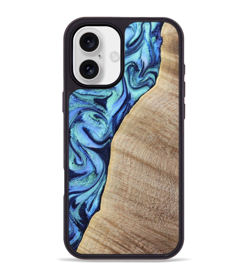 iPhone 16 Plus Wood Phone Case - Wiley (Blue, 797109)