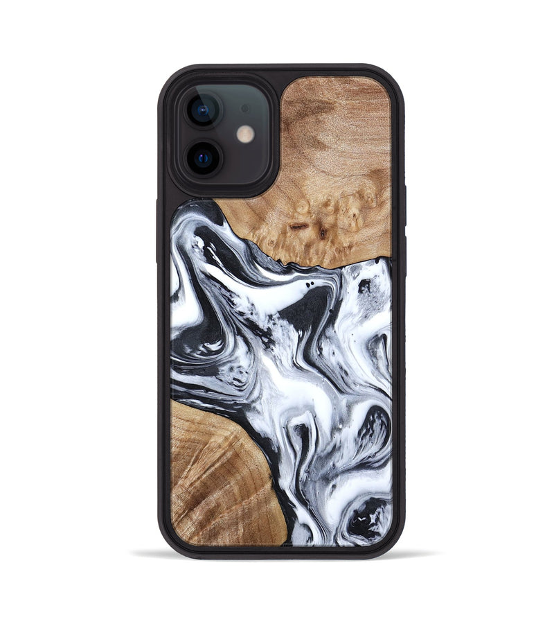 iPhone 12 Wood Phone Case - Janet (Black & White, 797112)
