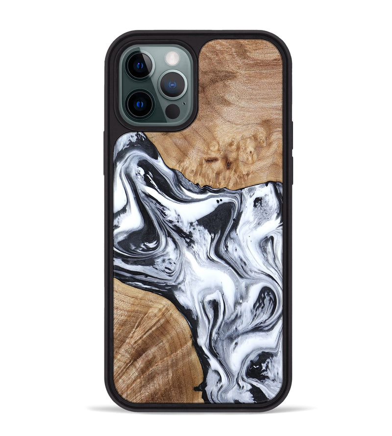 iPhone 12 Pro Max Wood Phone Case - Janet (Black & White, 797112)