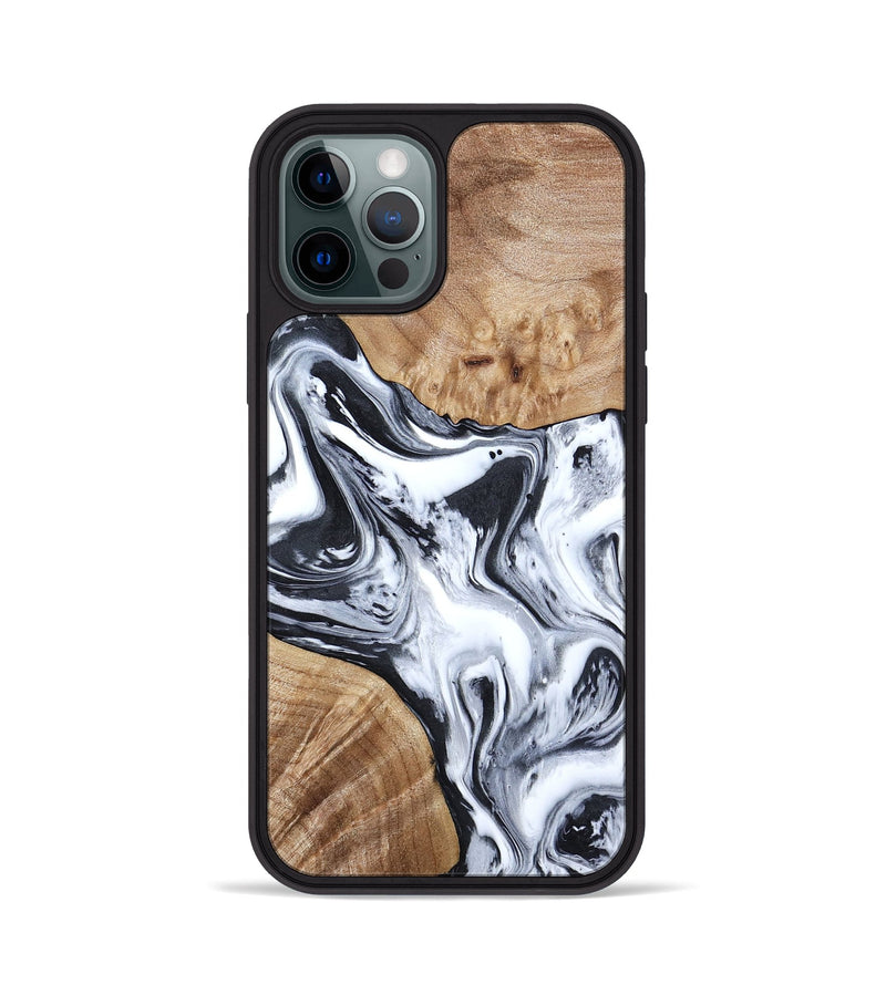 iPhone 12 Pro Wood Phone Case - Janet (Black & White, 797112)