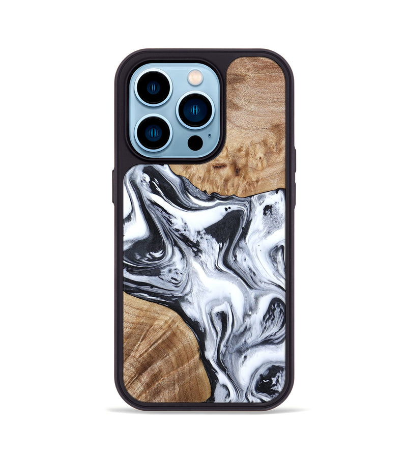 iPhone 14 Pro Wood Phone Case - Janet (Black & White, 797112)