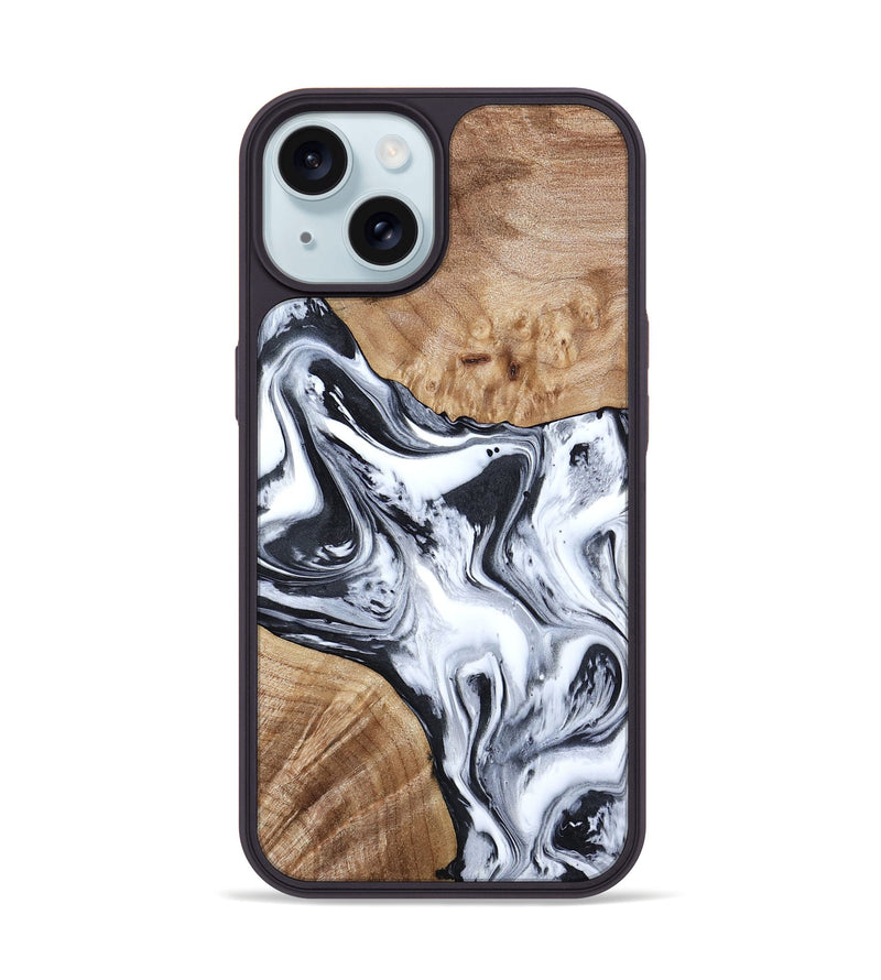 iPhone 15 Wood Phone Case - Janet (Black & White, 797112)