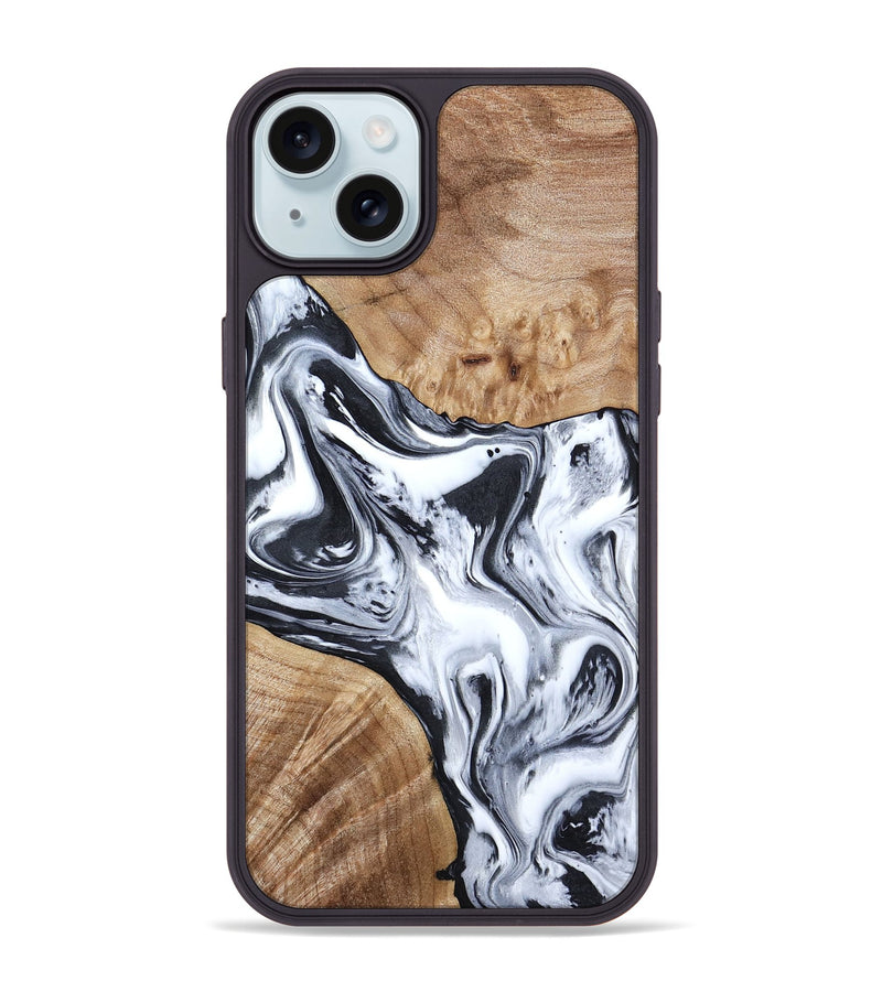iPhone 15 Plus Wood Phone Case - Janet (Black & White, 797112)