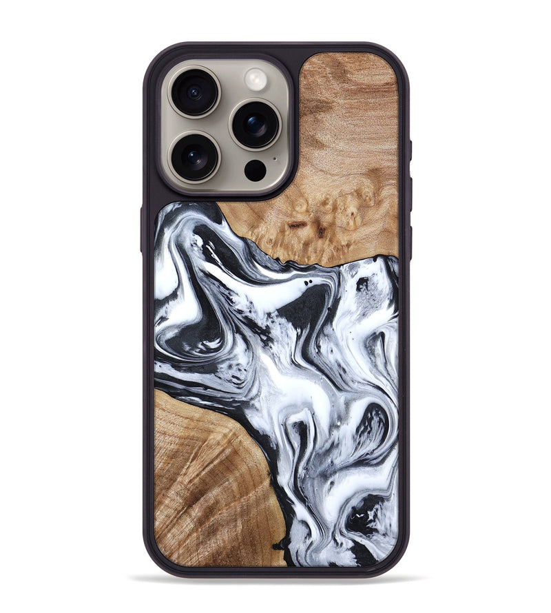 iPhone 15 Pro Max Wood Phone Case - Janet (Black & White, 797112)