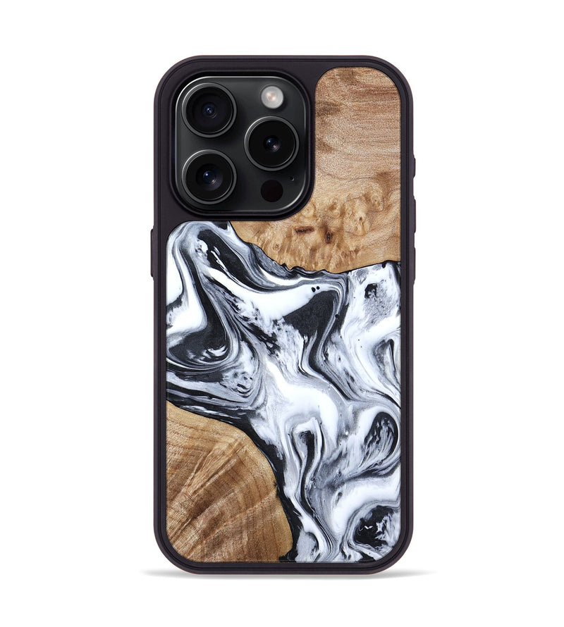 iPhone 15 Pro Wood Phone Case - Janet (Black & White, 797112)