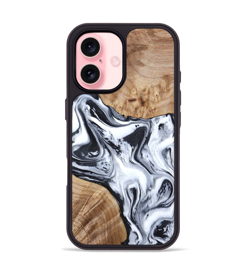 iPhone 16 Wood Phone Case - Janet (Black & White, 797112)