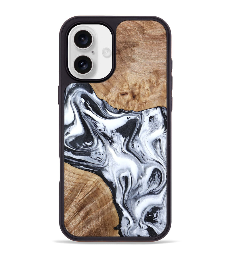 iPhone 16 Plus Wood Phone Case - Janet (Black & White, 797112)