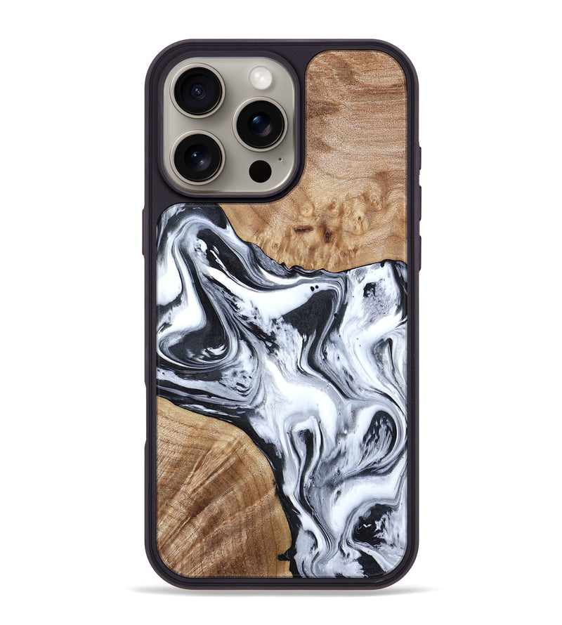iPhone 16 Pro Max Wood Phone Case - Janet (Black & White, 797112)