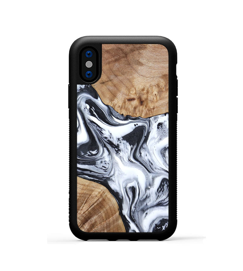 iPhone Xs Wood Phone Case - Janet (Black & White, 797112)