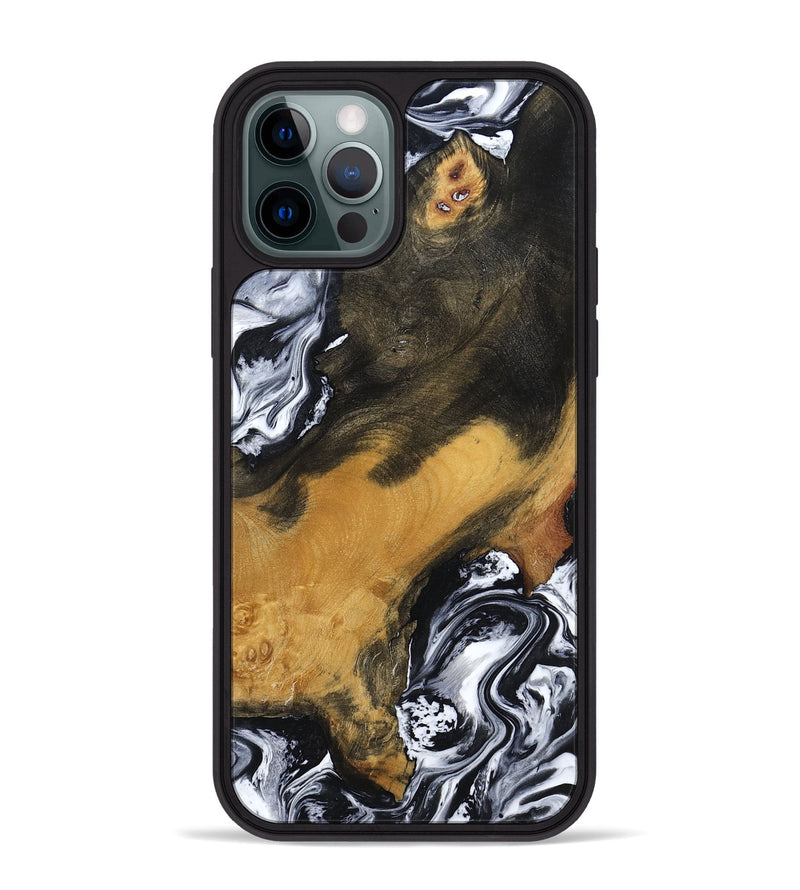 iPhone 12 Pro Max Wood Phone Case - John (Black & White, 797113)