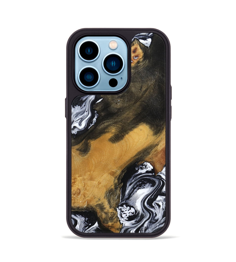 iPhone 14 Pro Wood Phone Case - John (Black & White, 797113)