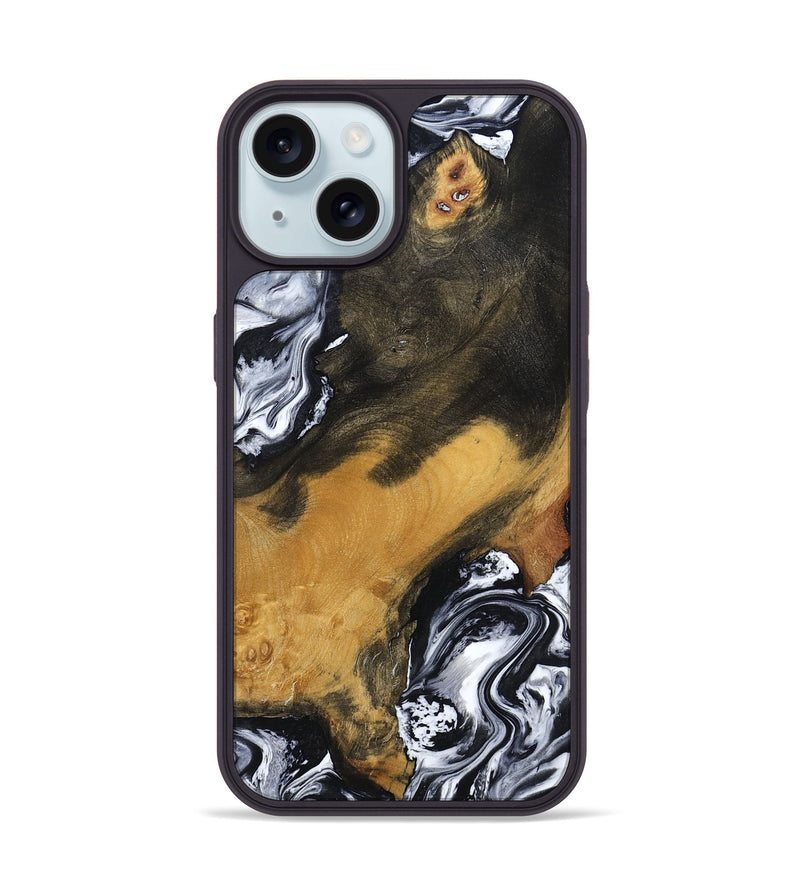 iPhone 15 Wood Phone Case - John (Black & White, 797113)