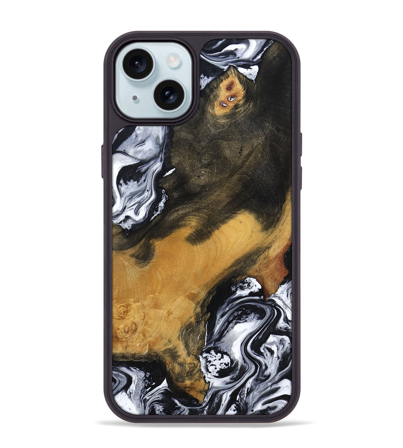 iPhone 15 Plus Wood Phone Case - John (Black & White, 797113)