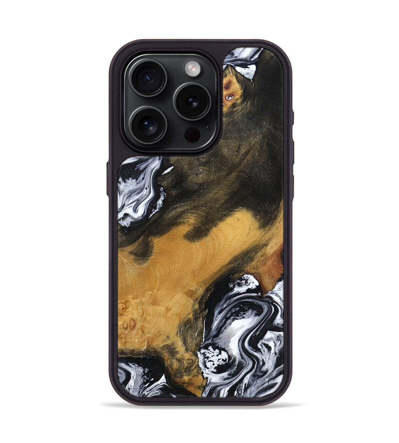 iPhone 15 Pro Wood Phone Case - John (Black & White, 797113)