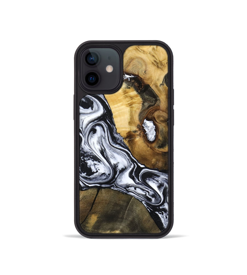 iPhone 12 mini Wood Phone Case - Ardis (Black & White, 797134)