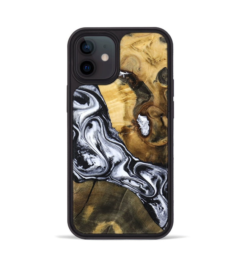 iPhone 12 Wood Phone Case - Ardis (Black & White, 797134)