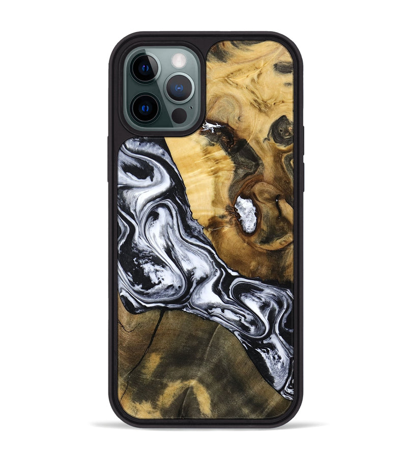 iPhone 12 Pro Max Wood Phone Case - Ardis (Black & White, 797134)