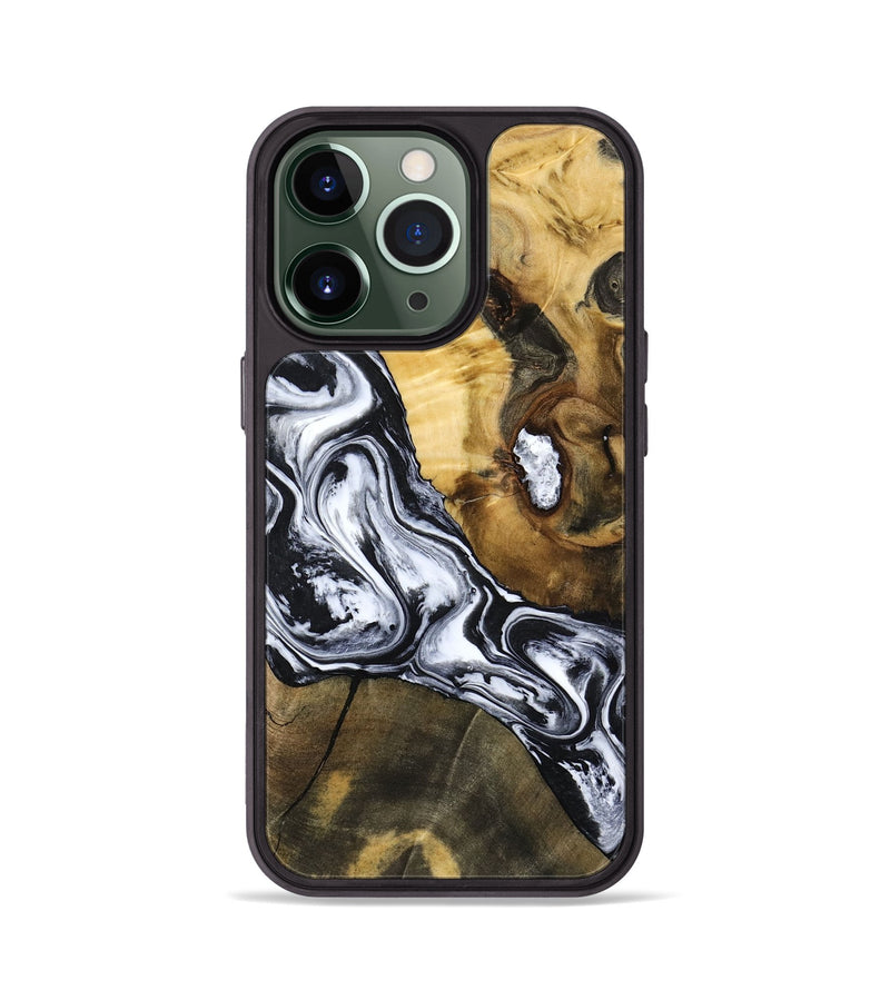 iPhone 13 Pro Wood Phone Case - Ardis (Black & White, 797134)