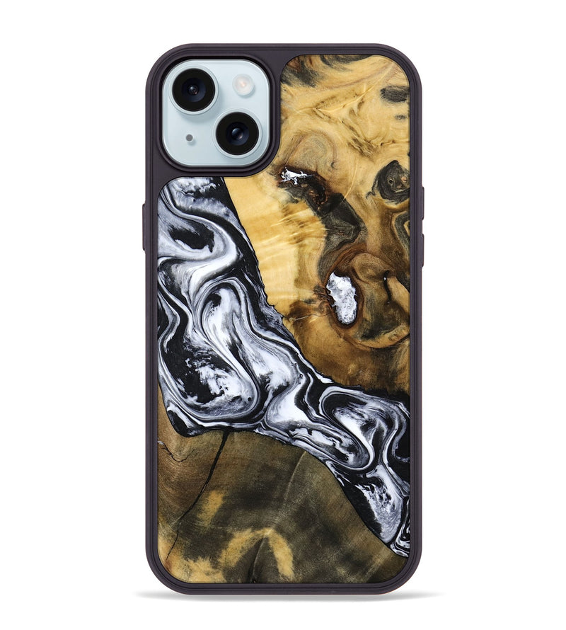 iPhone 15 Plus Wood Phone Case - Ardis (Black & White, 797134)