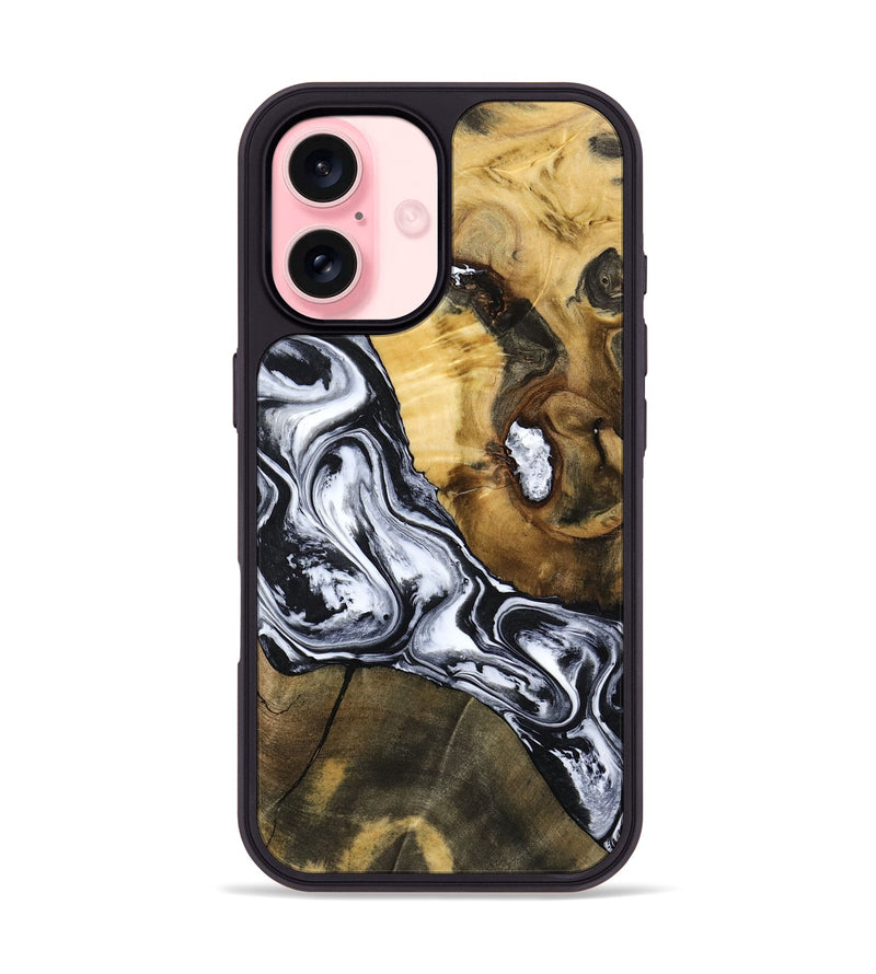 iPhone 16 Wood Phone Case - Ardis (Black & White, 797134)