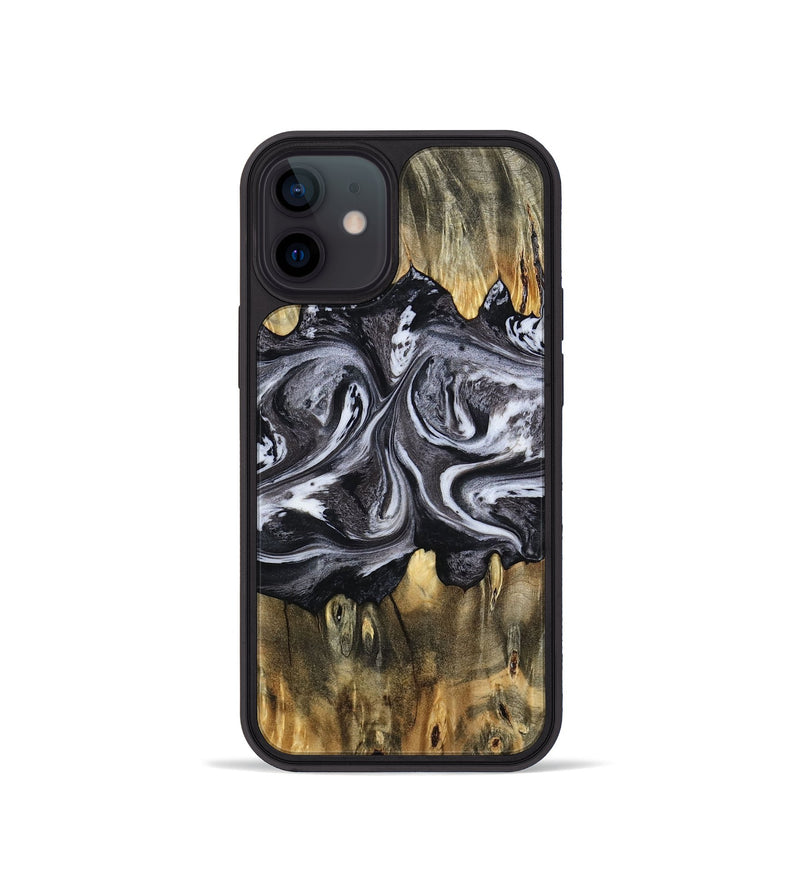 iPhone 12 mini Wood Phone Case - Addie (Black & White, 797140)