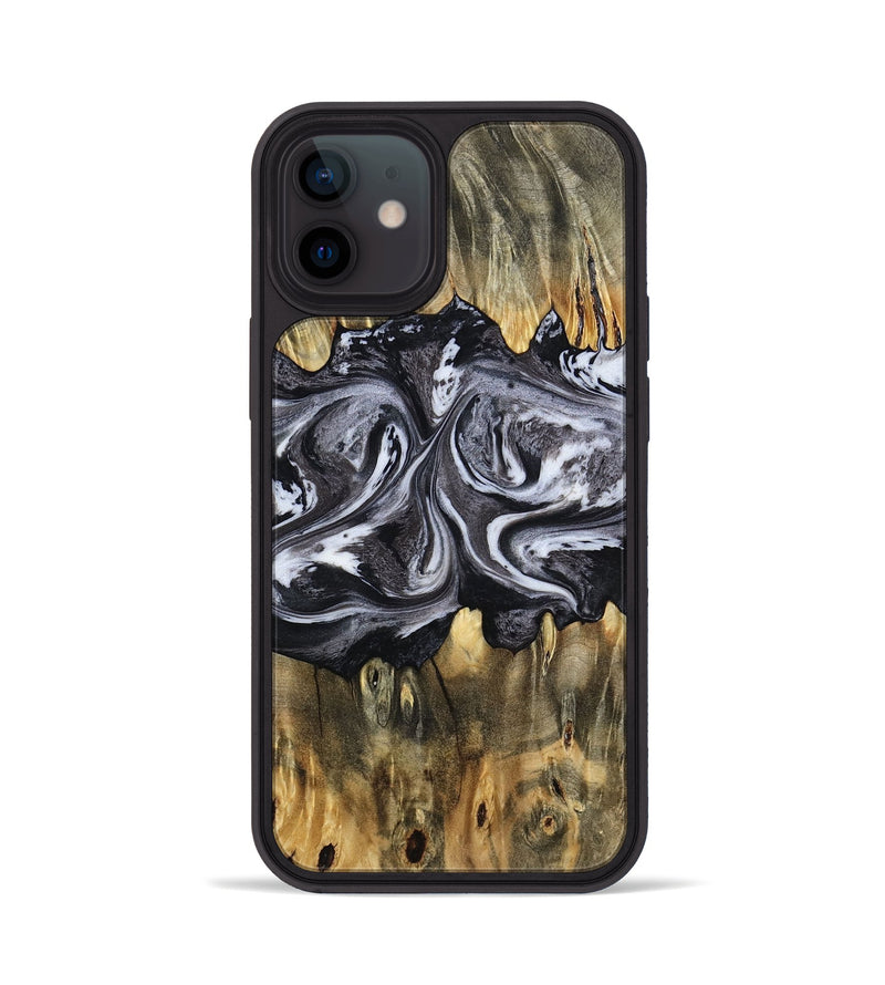 iPhone 12 Wood Phone Case - Addie (Black & White, 797140)