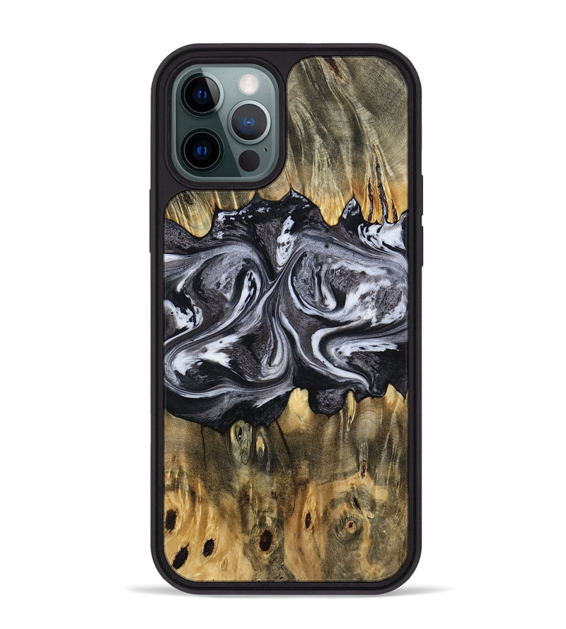 iPhone 12 Pro Max Wood Phone Case - Addie (Black & White, 797140)
