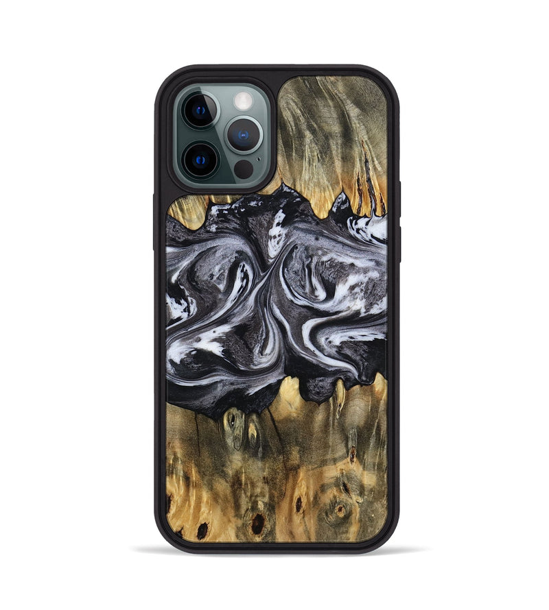 iPhone 12 Pro Wood Phone Case - Addie (Black & White, 797140)