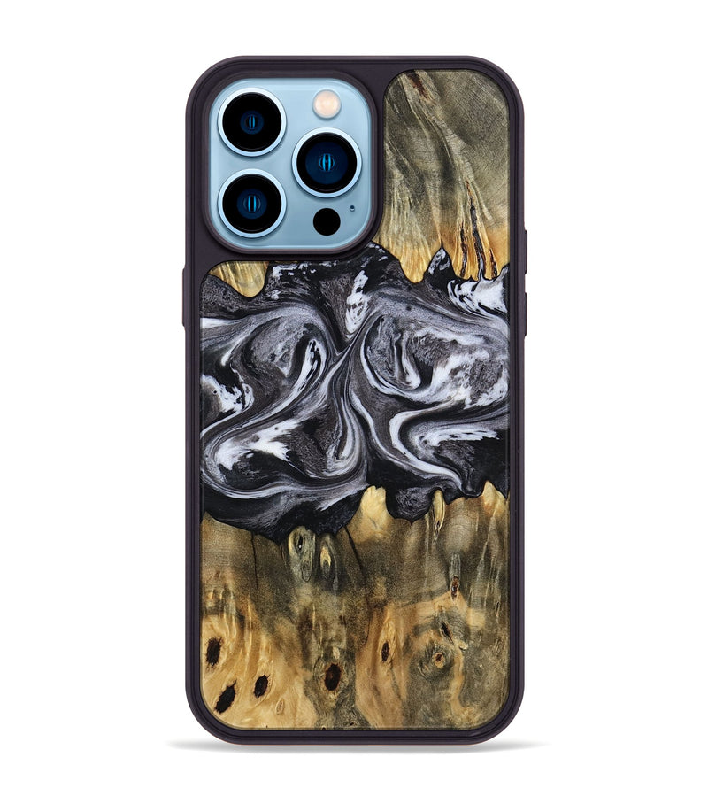 iPhone 14 Pro Max Wood Phone Case - Addie (Black & White, 797140)