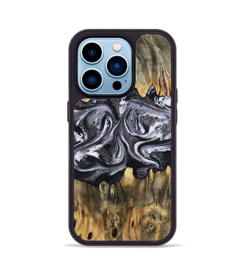 iPhone 14 Pro Wood Phone Case - Addie (Black & White, 797140)