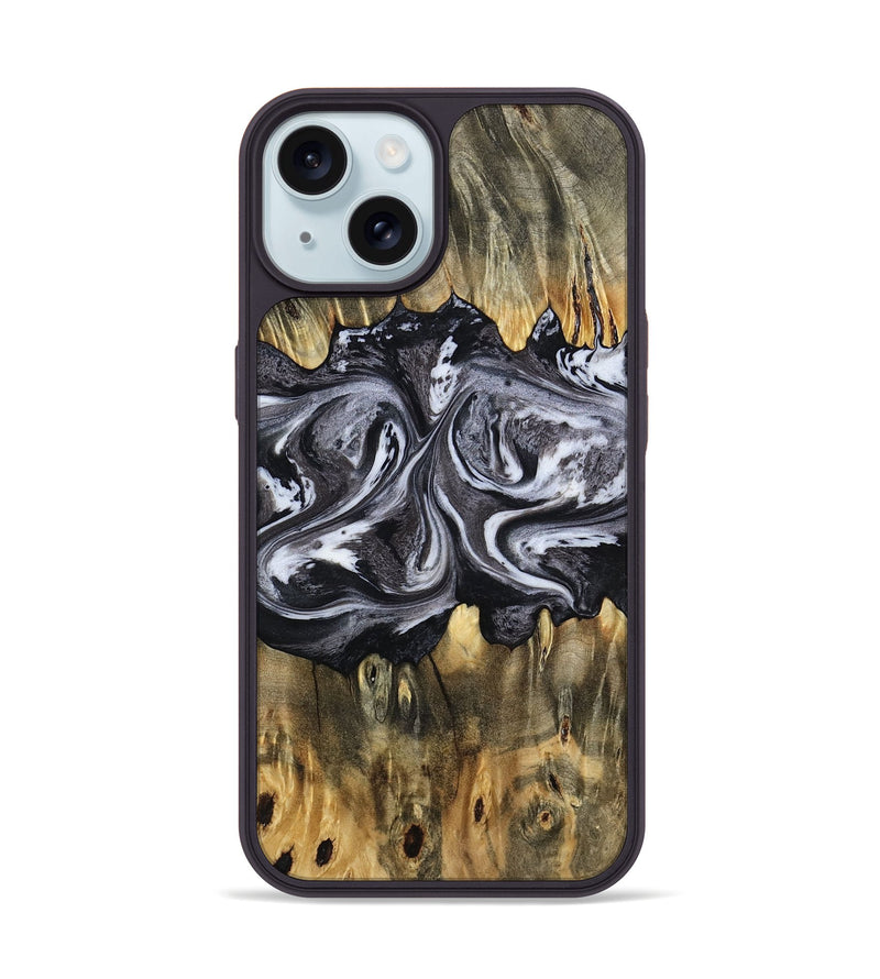 iPhone 15 Wood Phone Case - Addie (Black & White, 797140)