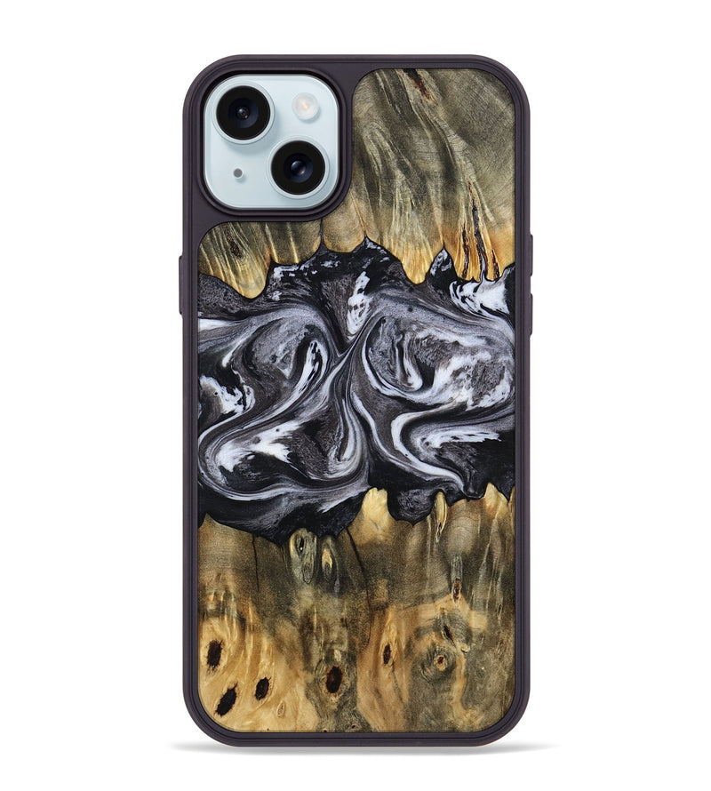 iPhone 15 Plus Wood Phone Case - Addie (Black & White, 797140)