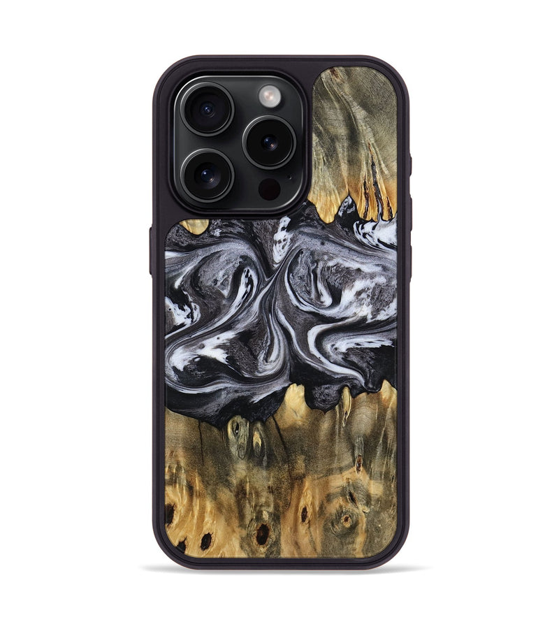 iPhone 15 Pro Wood Phone Case - Addie (Black & White, 797140)