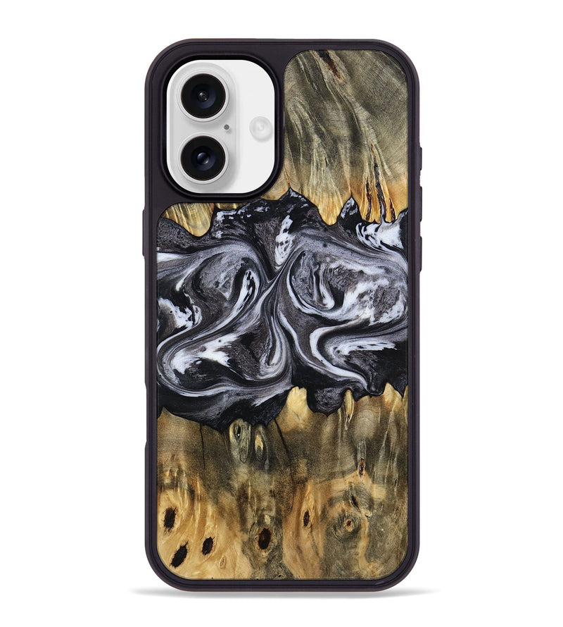 iPhone 16 Plus Wood Phone Case - Addie (Black & White, 797140)