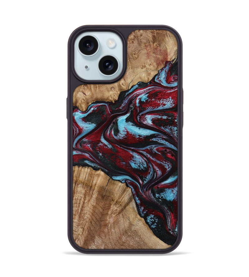 iPhone 15 Wood Phone Case - Flora (Red, 797153)