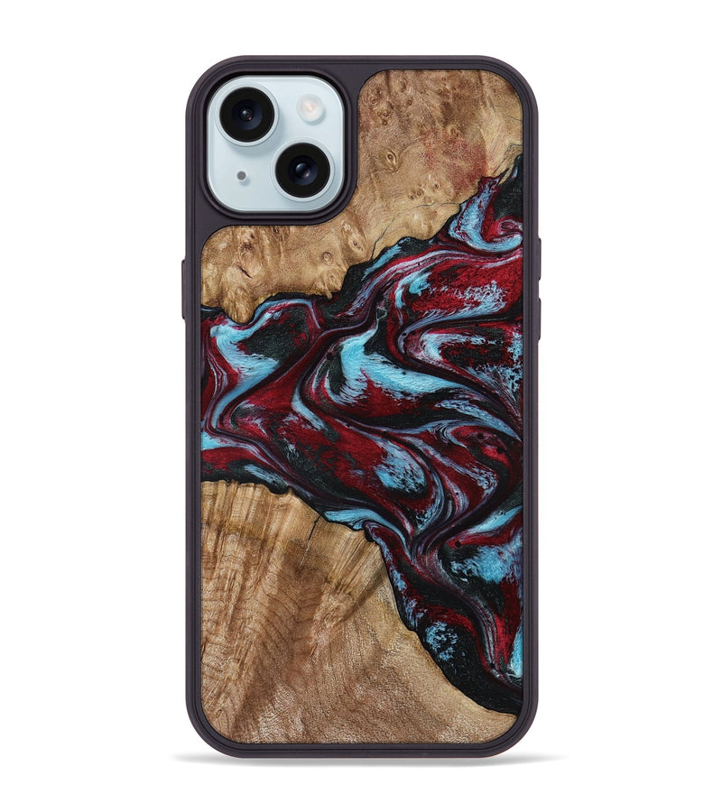 iPhone 15 Plus Wood Phone Case - Flora (Red, 797153)