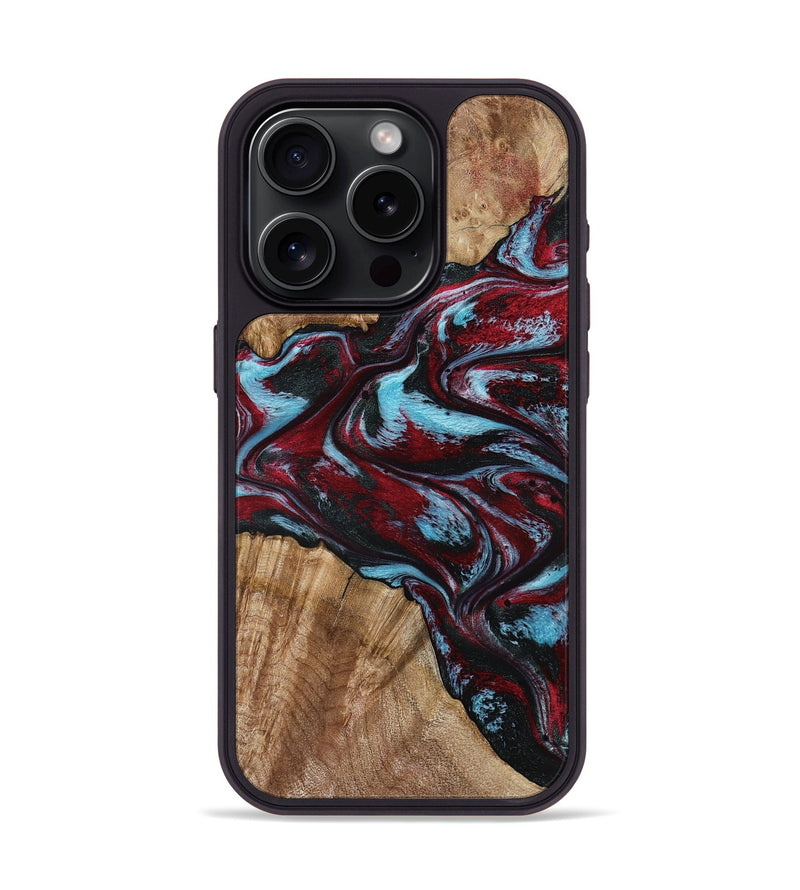 iPhone 15 Pro Wood Phone Case - Flora (Red, 797153)