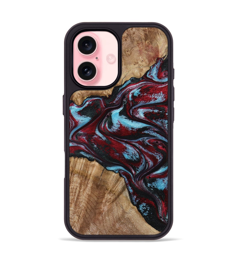 iPhone 16 Wood Phone Case - Flora (Red, 797153)