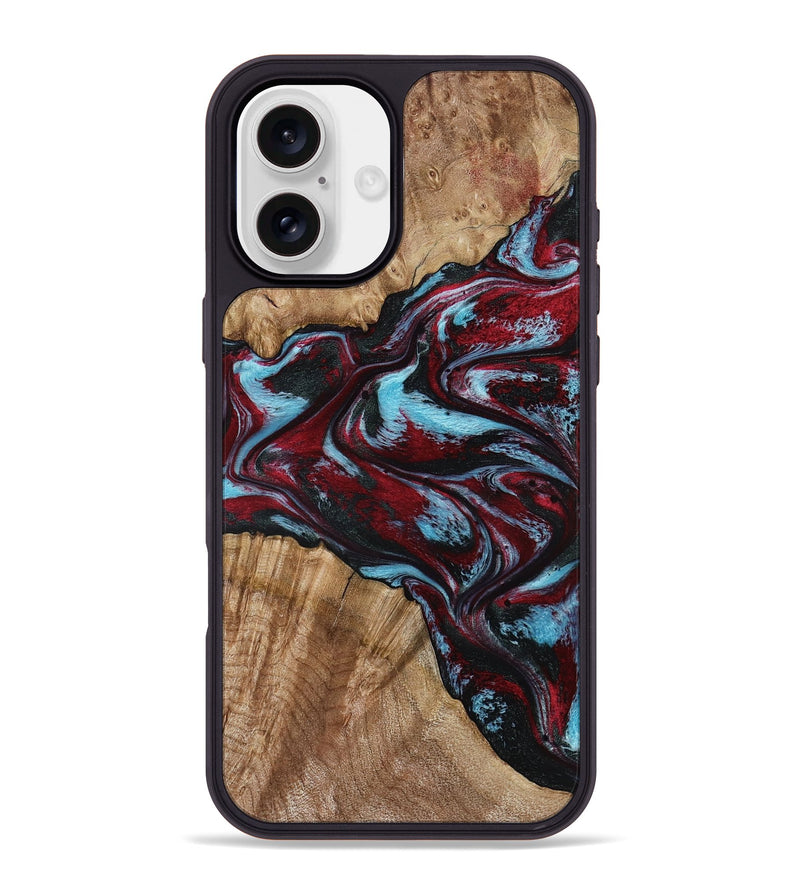 iPhone 16 Plus Wood Phone Case - Flora (Red, 797153)