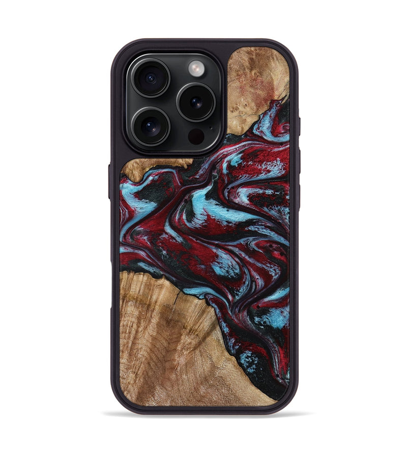 iPhone 16 Pro Wood Phone Case - Flora (Red, 797153)