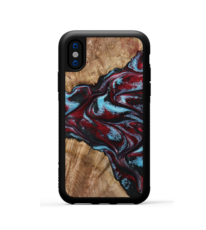 iPhone Xs Wood Phone Case - Flora (Red, 797153)