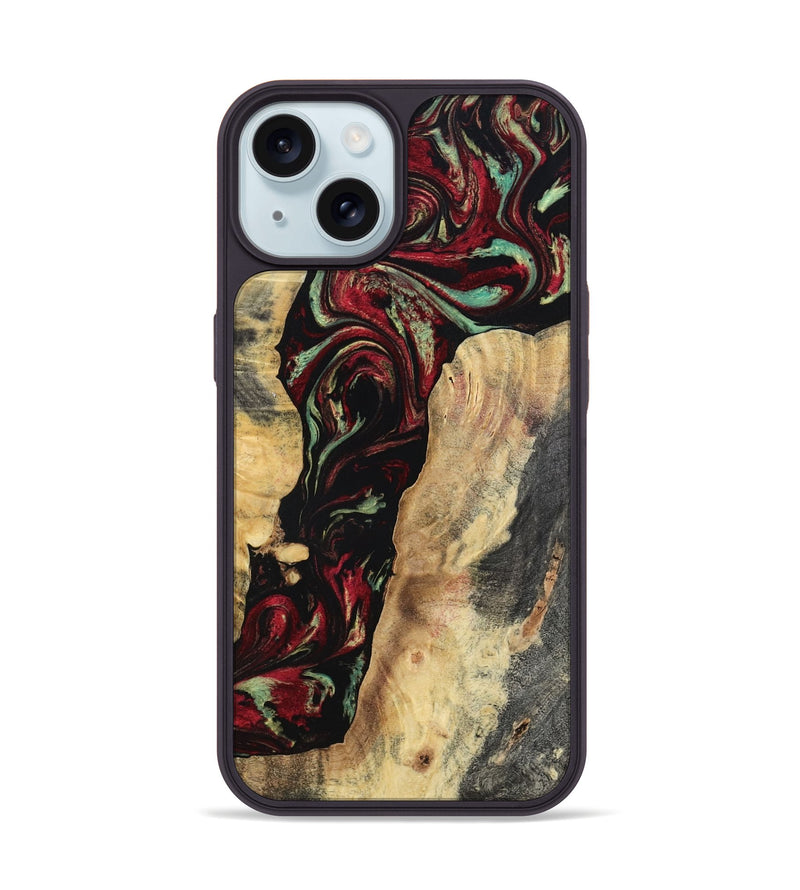 iPhone 15 Wood Phone Case - Kaiden (Red, 797156)