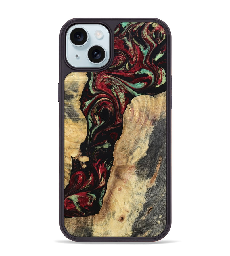 iPhone 15 Plus Wood Phone Case - Kaiden (Red, 797156)