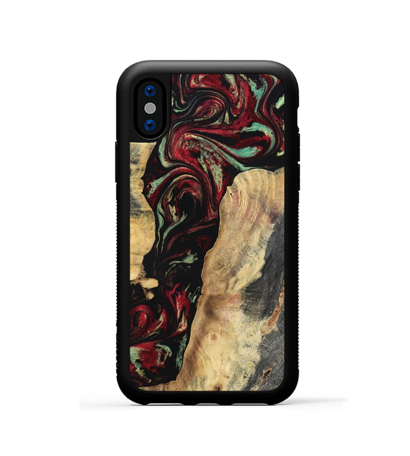 iPhone Xs Wood Phone Case - Kaiden (Red, 797156)