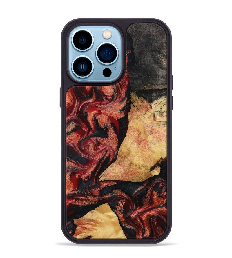 iPhone 14 Pro Max Wood Phone Case - Cain (Red, 797171)