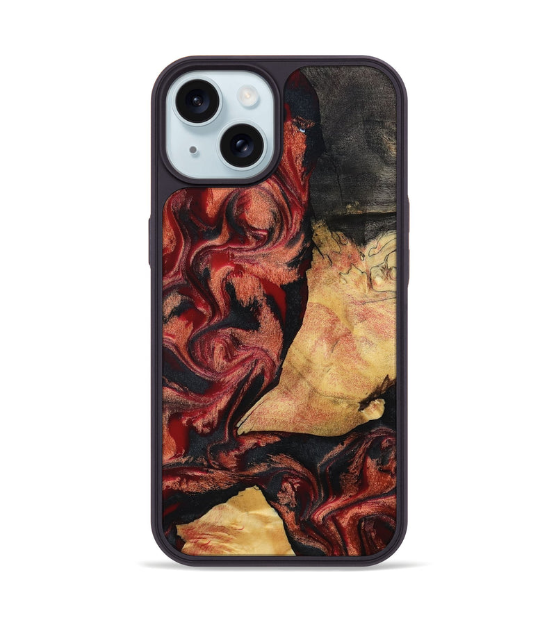 iPhone 15 Wood Phone Case - Cain (Red, 797171)