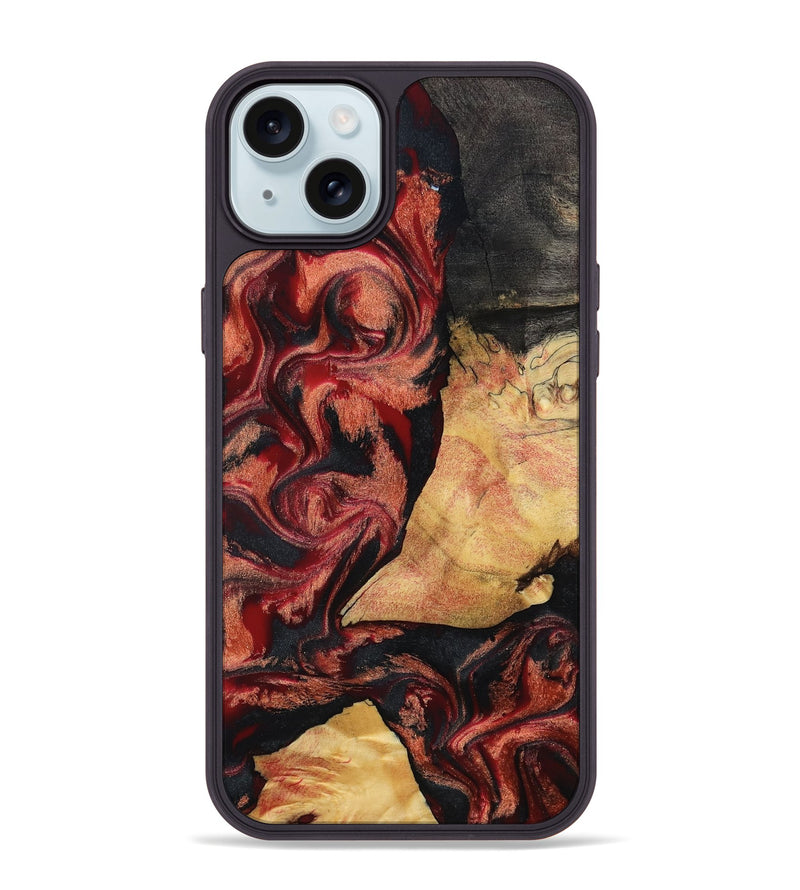 iPhone 15 Plus Wood Phone Case - Cain (Red, 797171)