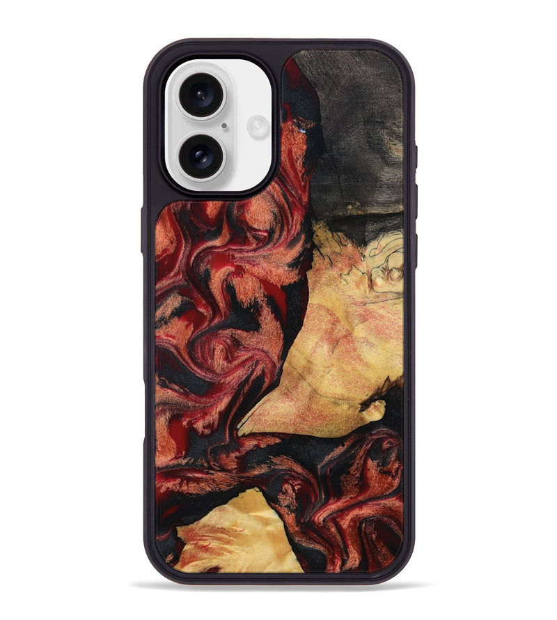iPhone 16 Plus Wood Phone Case - Cain (Red, 797171)