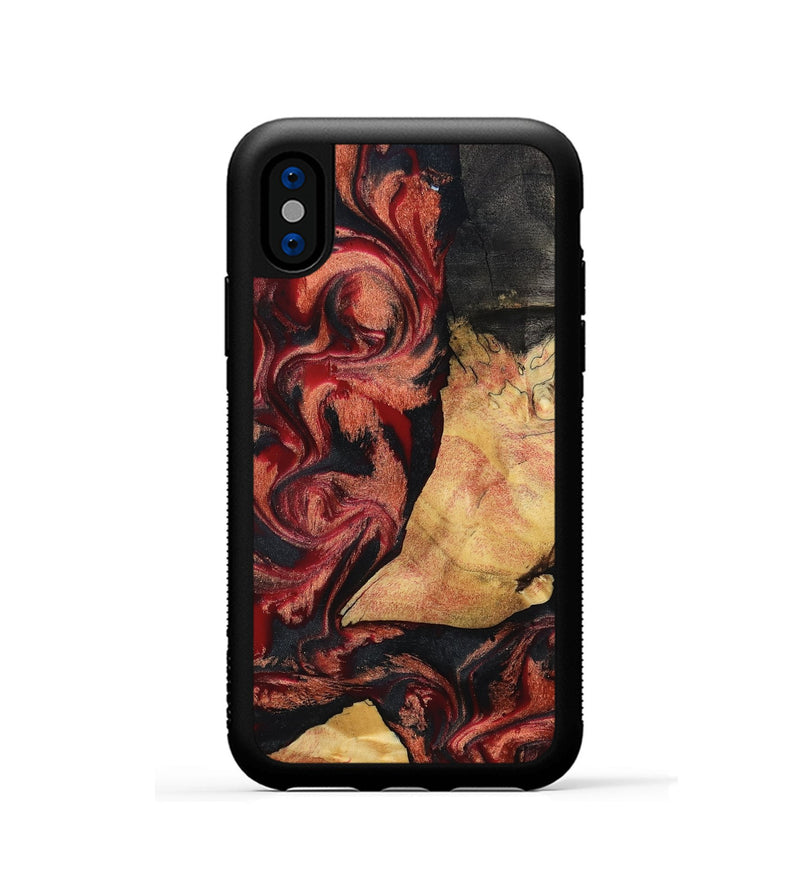 iPhone Xs Wood Phone Case - Cain (Red, 797171)